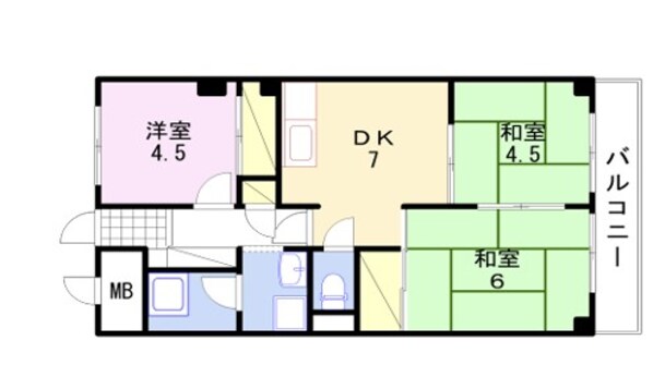 手柄駅 徒歩12分 5階の物件間取画像